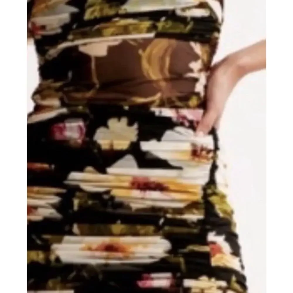 Abercrombie & Fitch Women's Elegant Floral Silhouette Mesh Maxi Dress Size L NWT